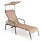 Adjustable Patio Chaise Lounge with Sun Canopy and Cup Holder Brown
